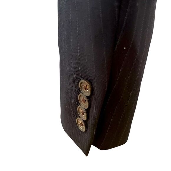 J. CREW CROPPED NAVY WOOL PINSTRIPED BLAZER SIZE 12 TALL - Picture 6 of 7